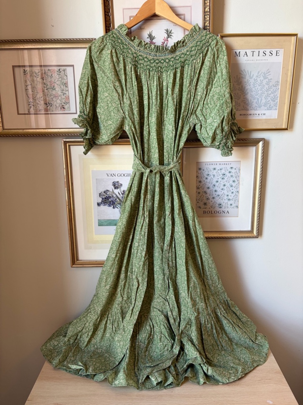Doen Isadore Midi Dress belted ruched floral-print organic cotton Sz XS - Picture 7 of 13